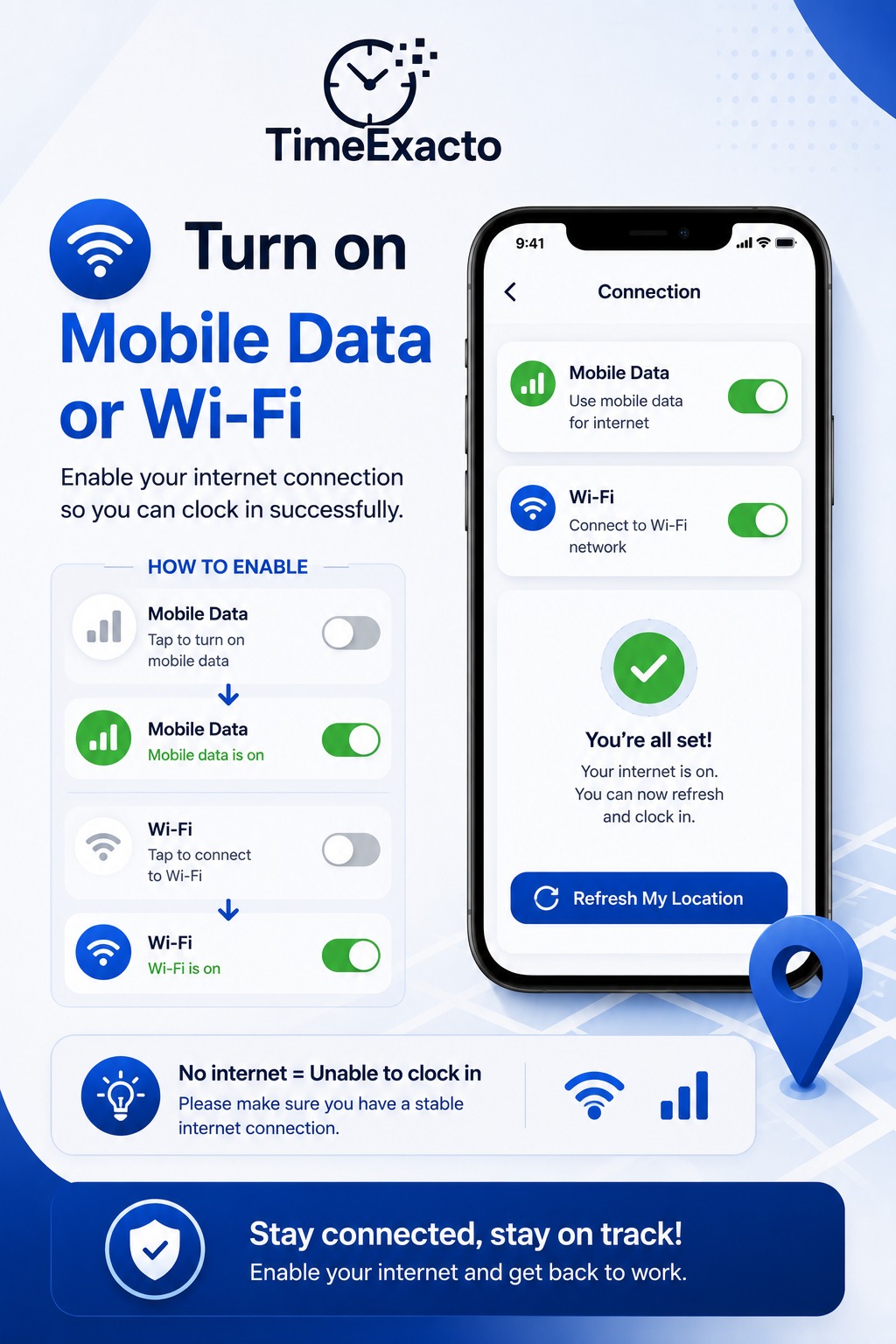 Turn on mobile data or Wi-Fi